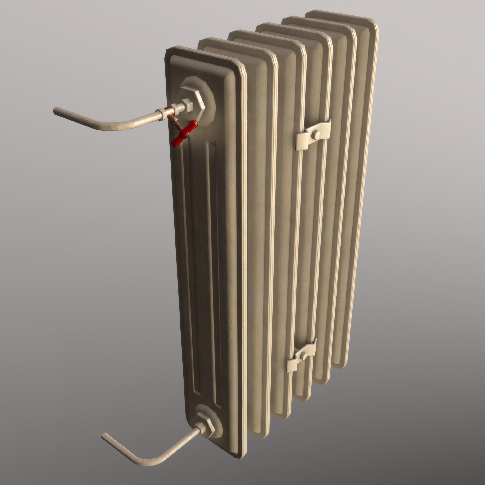 Old Radiator Tall Cream - Unity - HDRP - UE4 Low-poly 3D model_12