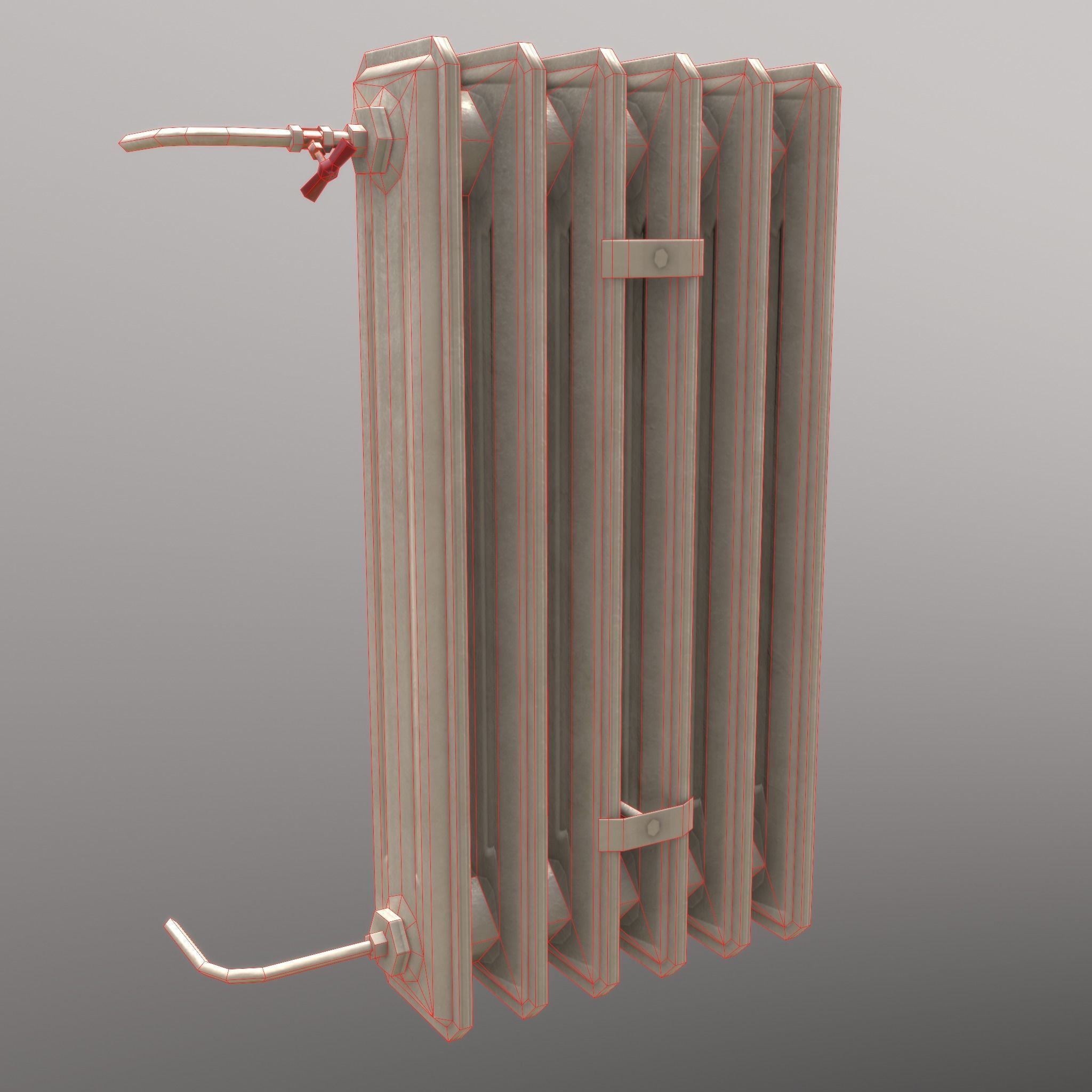 Old Radiator Tall Cream - Unity - HDRP - UE4 Low-poly 3D model_20