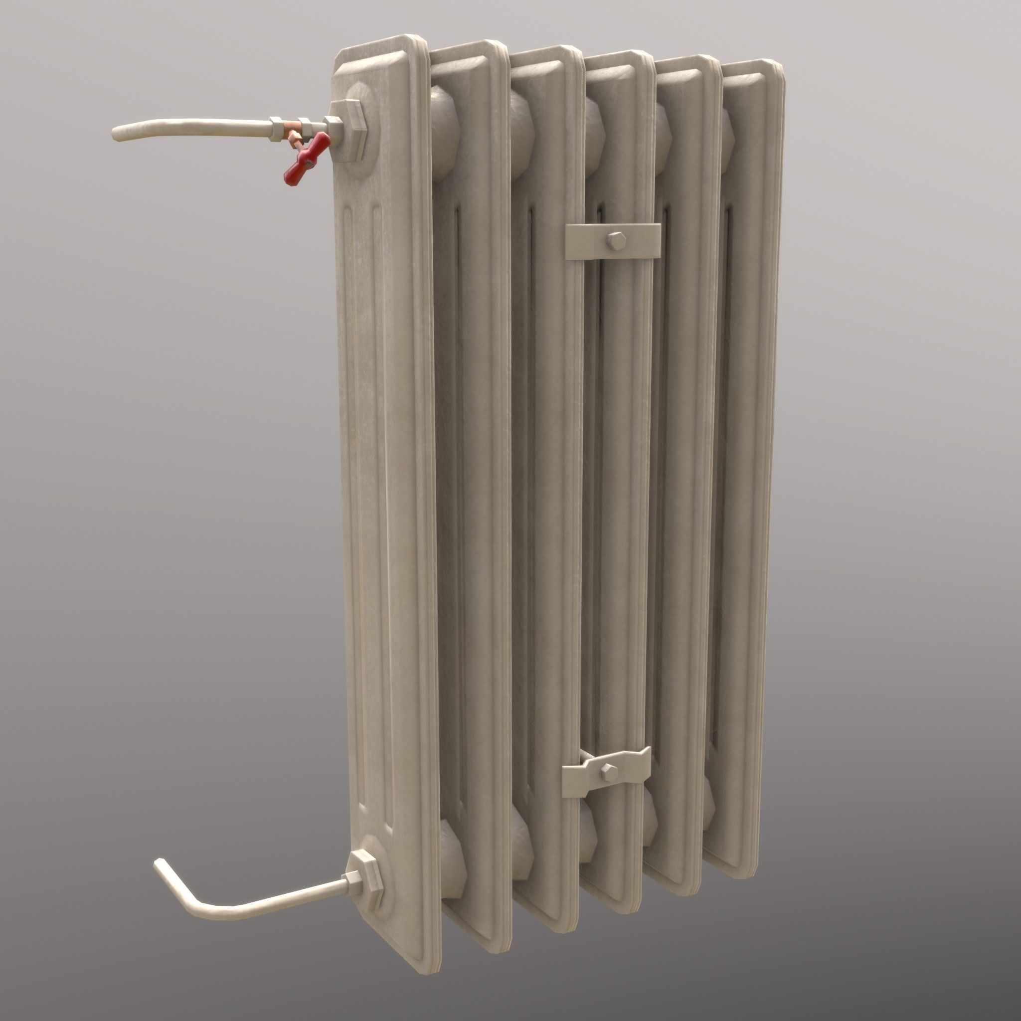 Old Radiator Tall Cream - Unity - HDRP - UE4 Low-poly 3D model_14