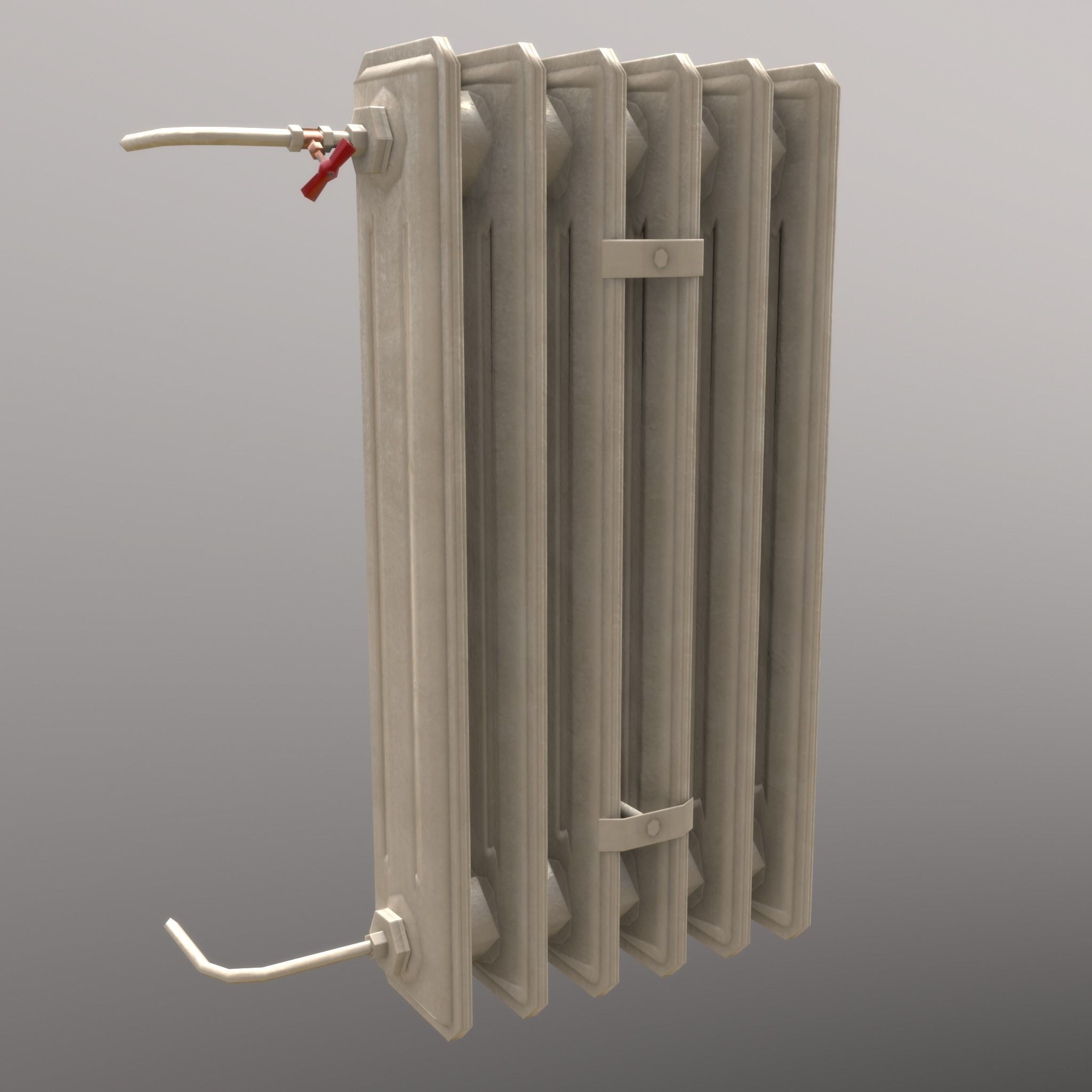 Old Radiator Tall Cream - Unity - HDRP - UE4 Low-poly 3D model_16