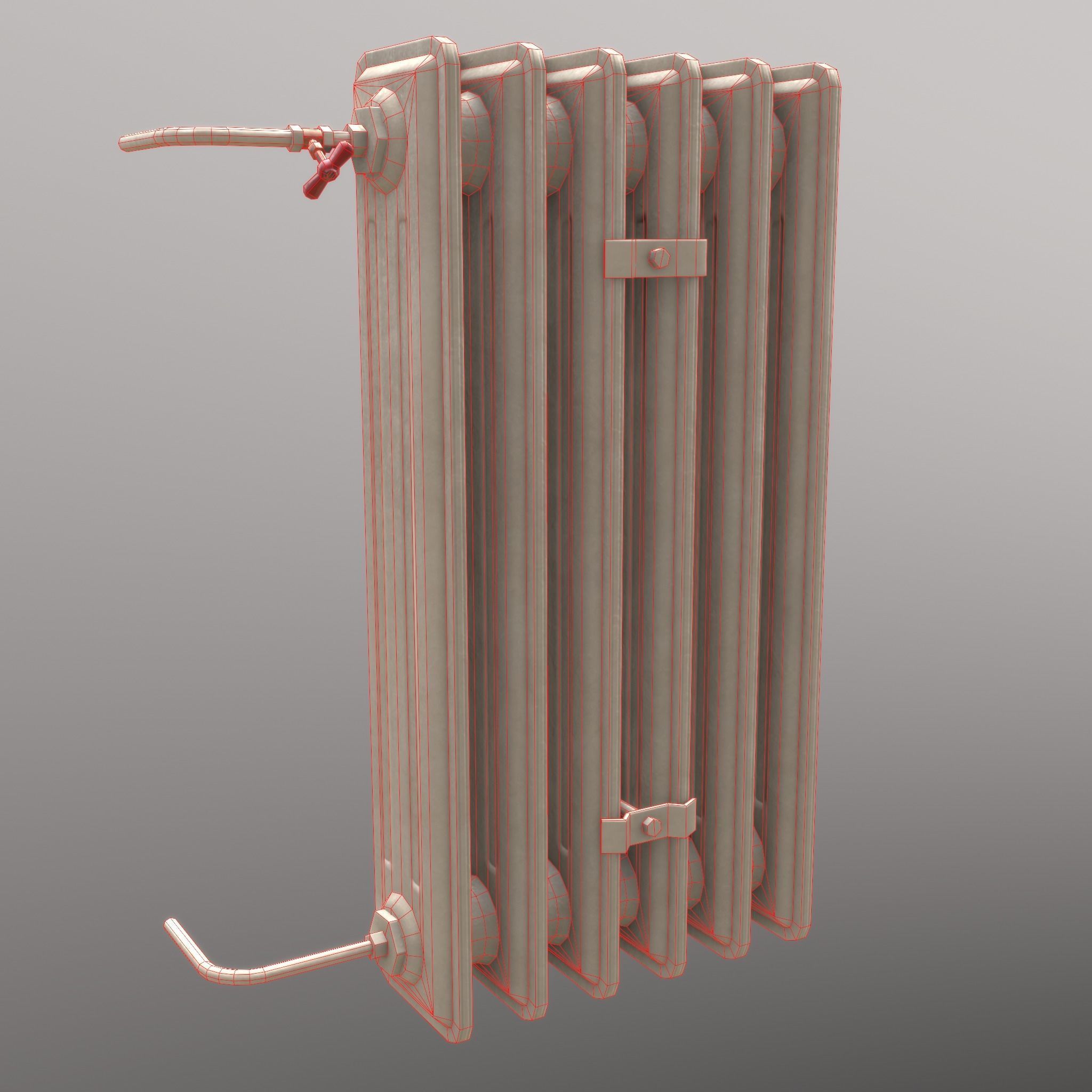 Old Radiator Tall Cream - Unity - HDRP - UE4 Low-poly 3D model_17