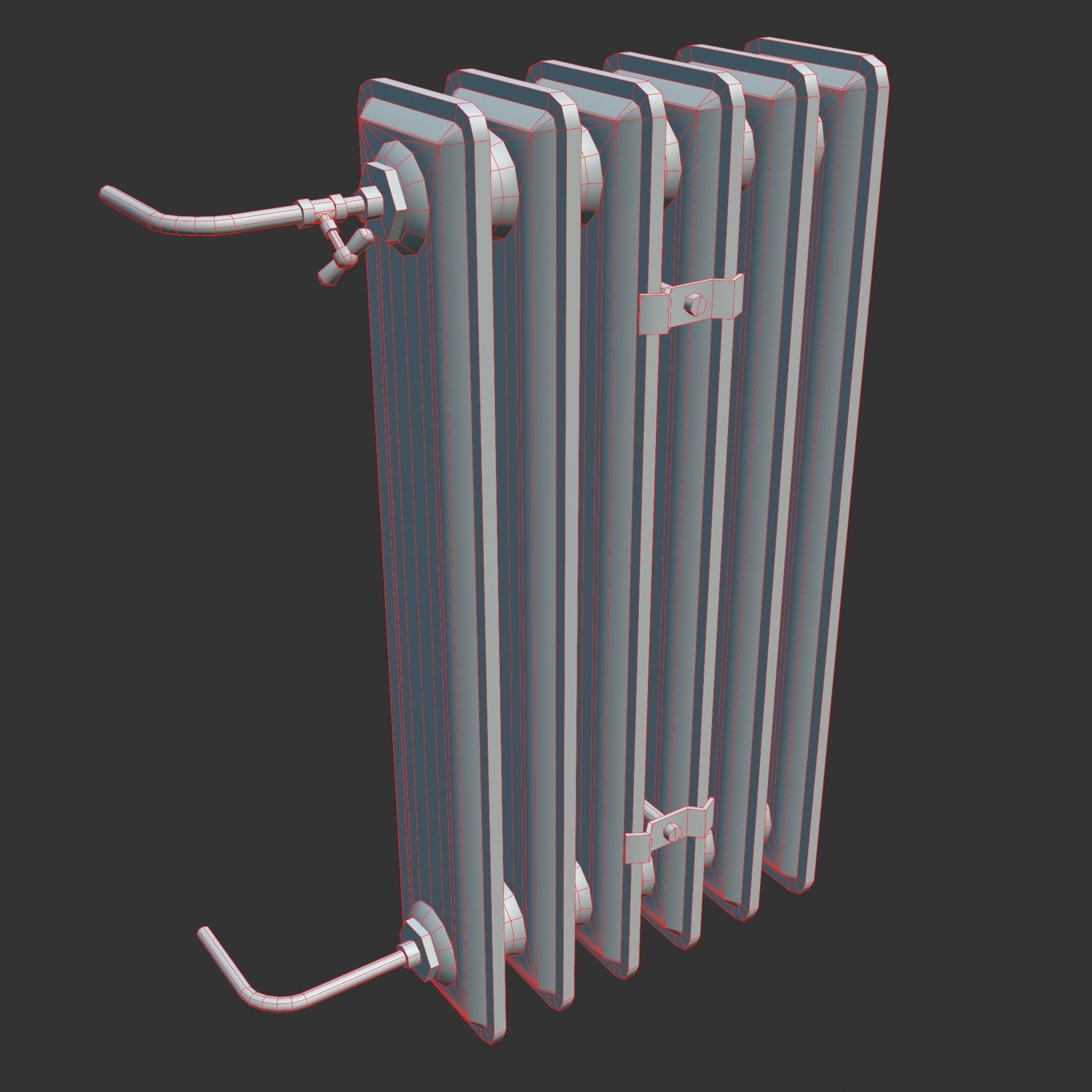 Old Radiator Tall Cream - Unity - HDRP - UE4 Low-poly 3D model_7