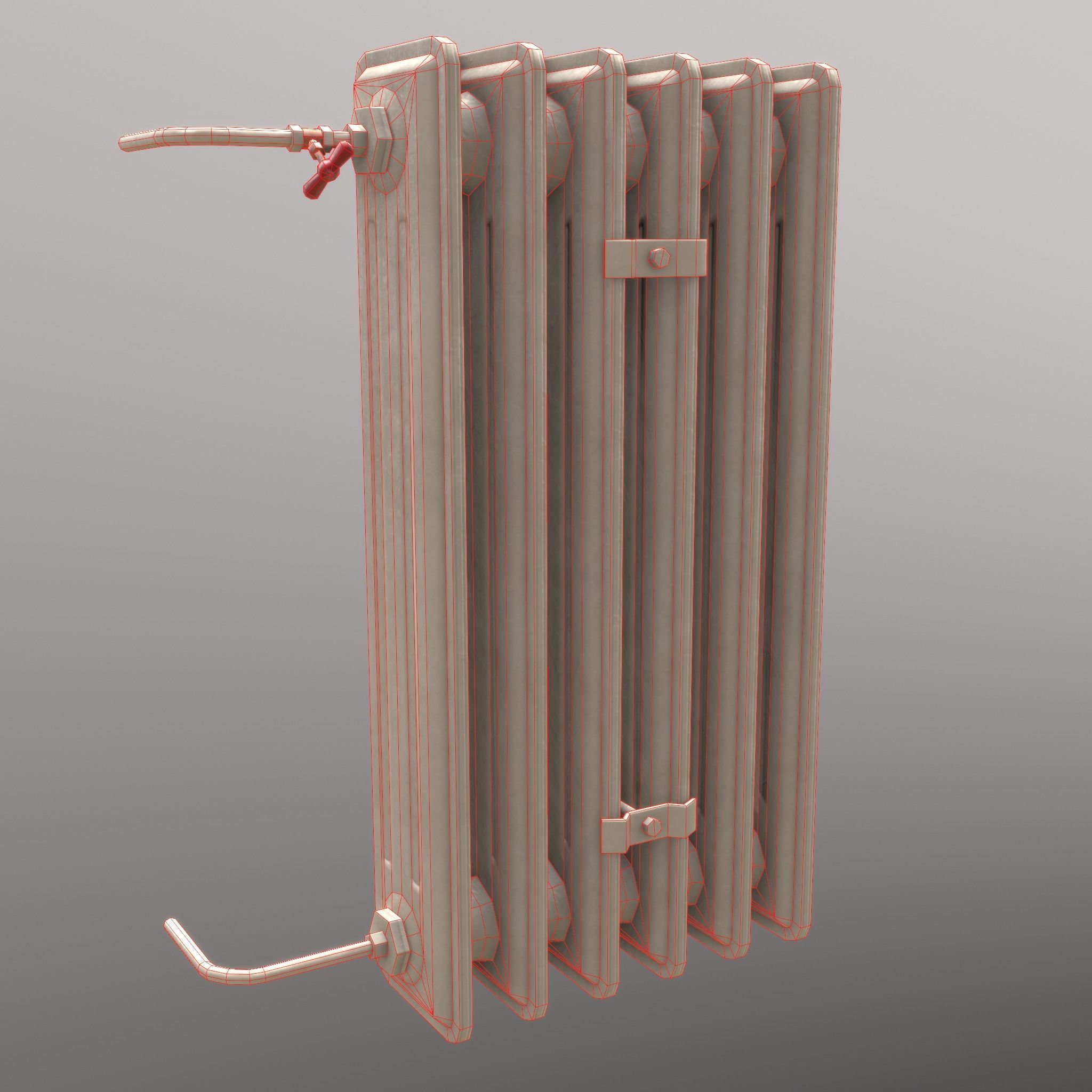 Old Radiator Tall Cream - Unity - HDRP - UE4 Low-poly 3D model_18