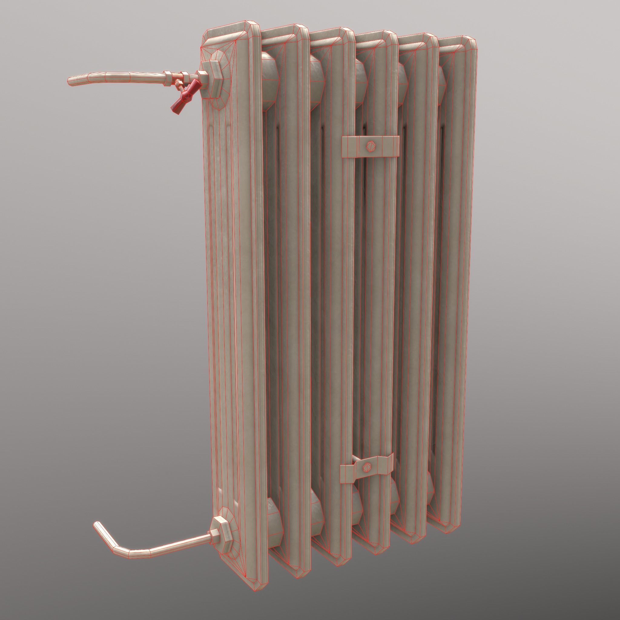 Old Radiator Tall Cream - Unity - HDRP - UE4 Low-poly 3D model_19