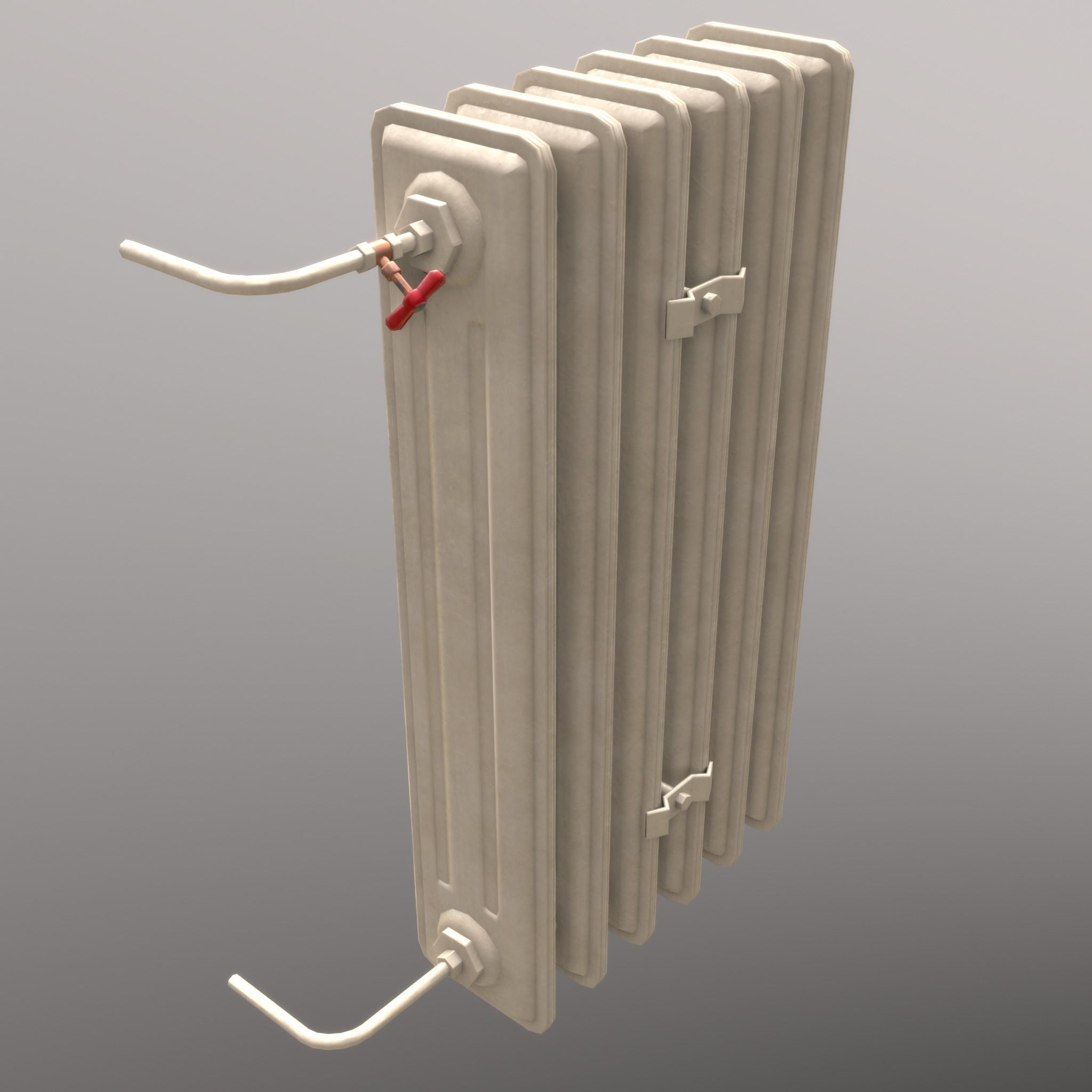 Old Radiator Tall Cream - Unity - HDRP - UE4 Low-poly 3D model_10