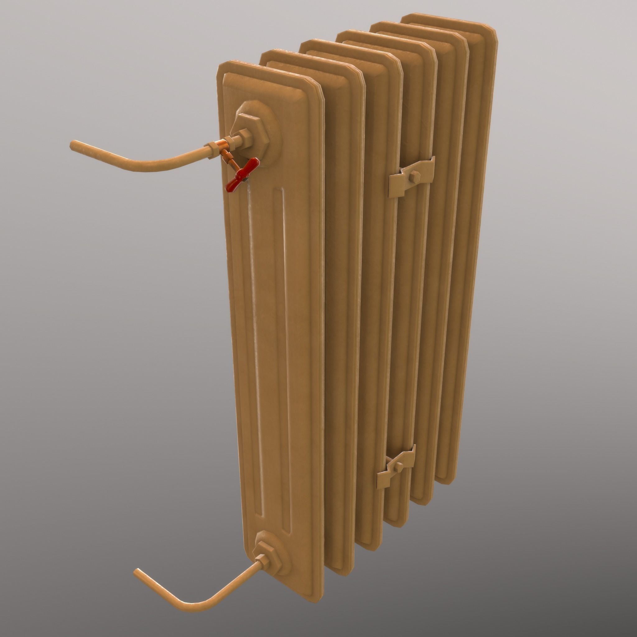 Old Radiator Tall Cream - Unity - HDRP - UE4 Low-poly 3D model_11