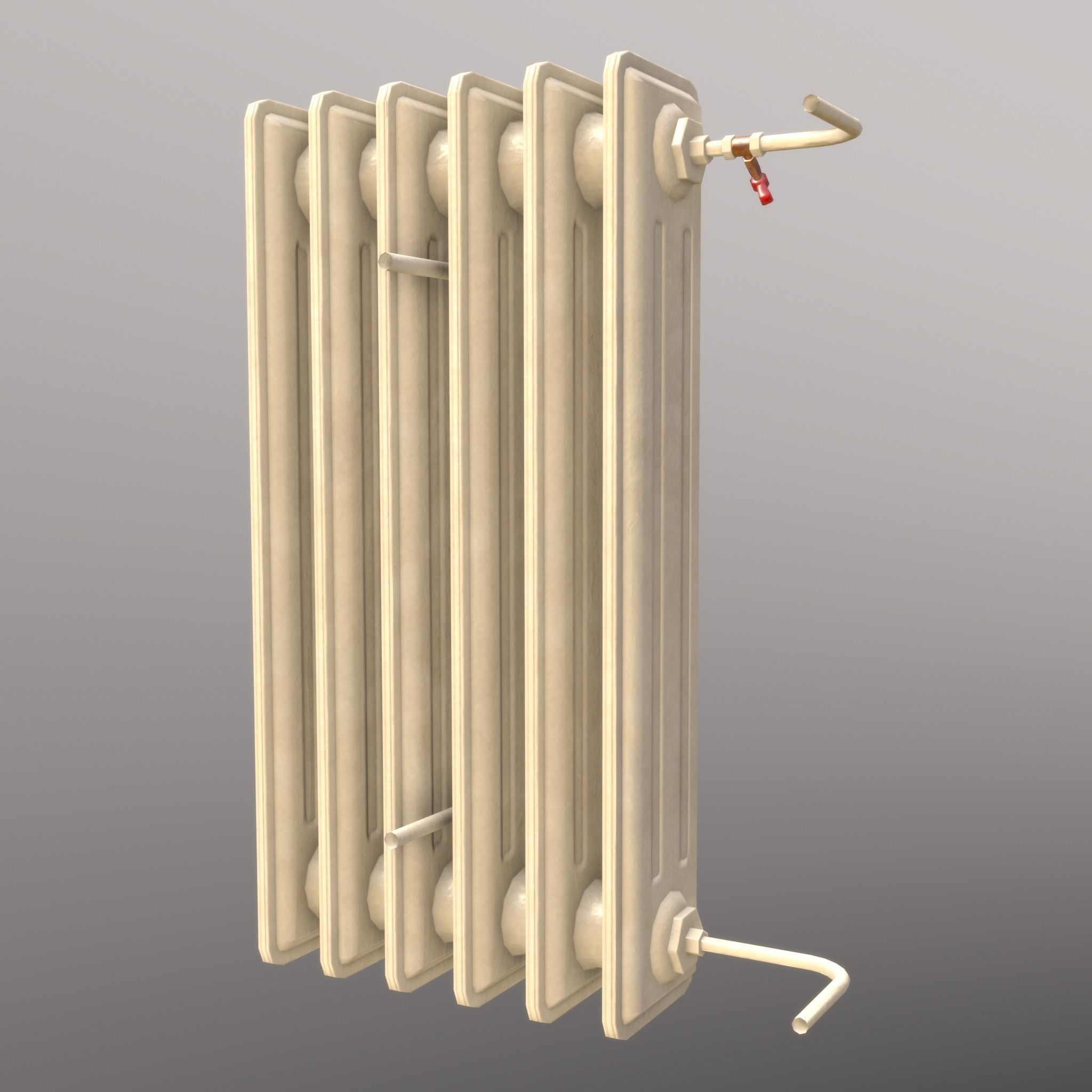 Old Radiator Tall Cream - Unity - HDRP - UE4 Low-poly 3D model_4