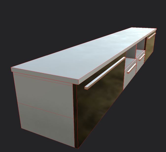 TV STAND Low-poly Unity ready Low-poly 3D Low-poly 3D model_9