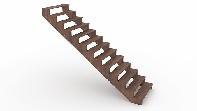 Wooden stairs Low-poly 3D model