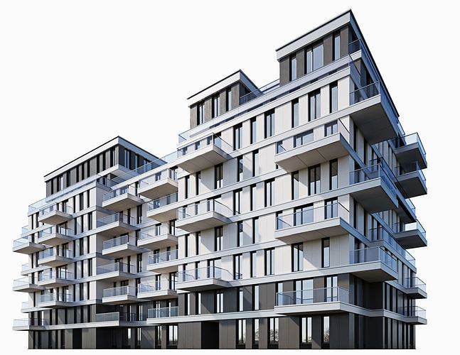 Modern residential building 10 3D model 2