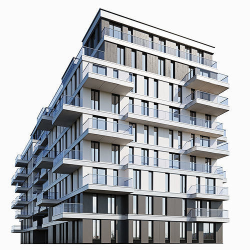 Modern residential building 10 3D model 7
