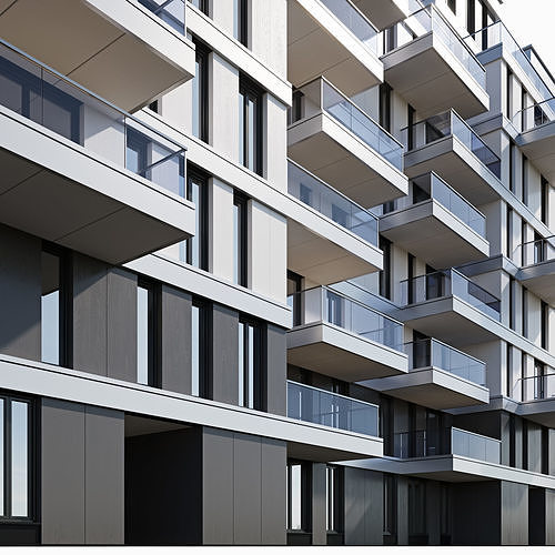 Modern residential building 10 3D model 5