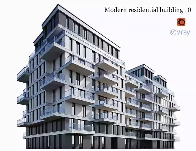 Modern residential building 10 3D model