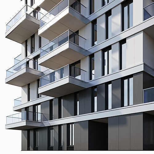 Modern residential building 10 3D model 3