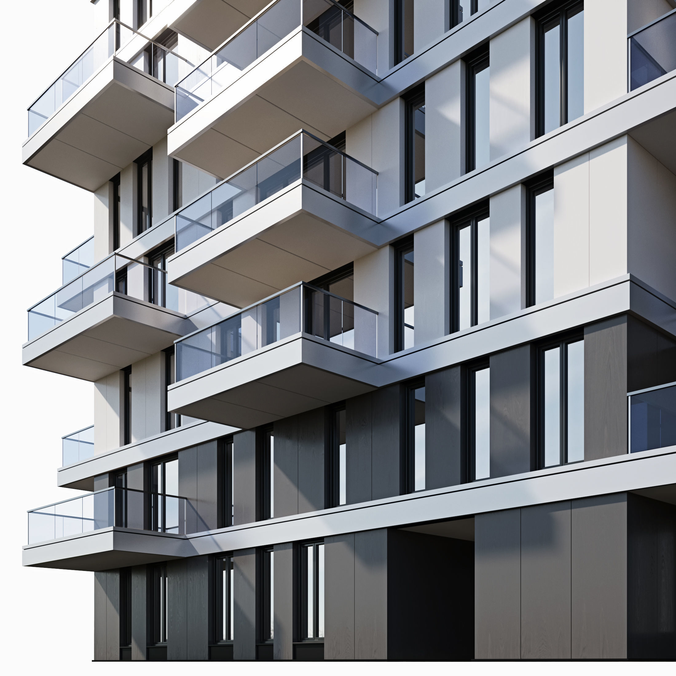 Modern residential building 10 3D model_2