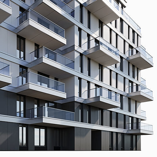 Modern residential building 10 3D model 4
