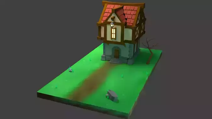 Low Poly Two Story House