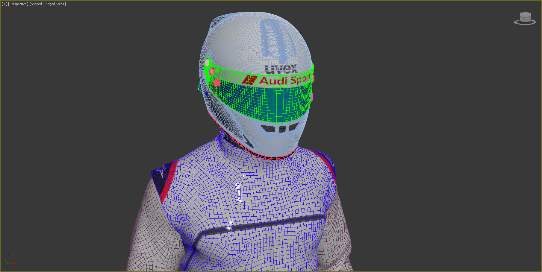Pilot man in racing suit on metal ball 3D model_16