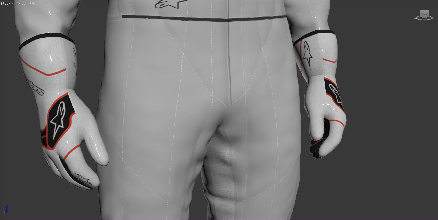 Pilot man in racing suit on metal ball 3D model_17