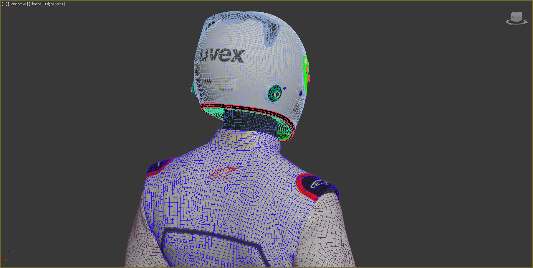 Pilot man in racing suit on metal ball 3D model_14