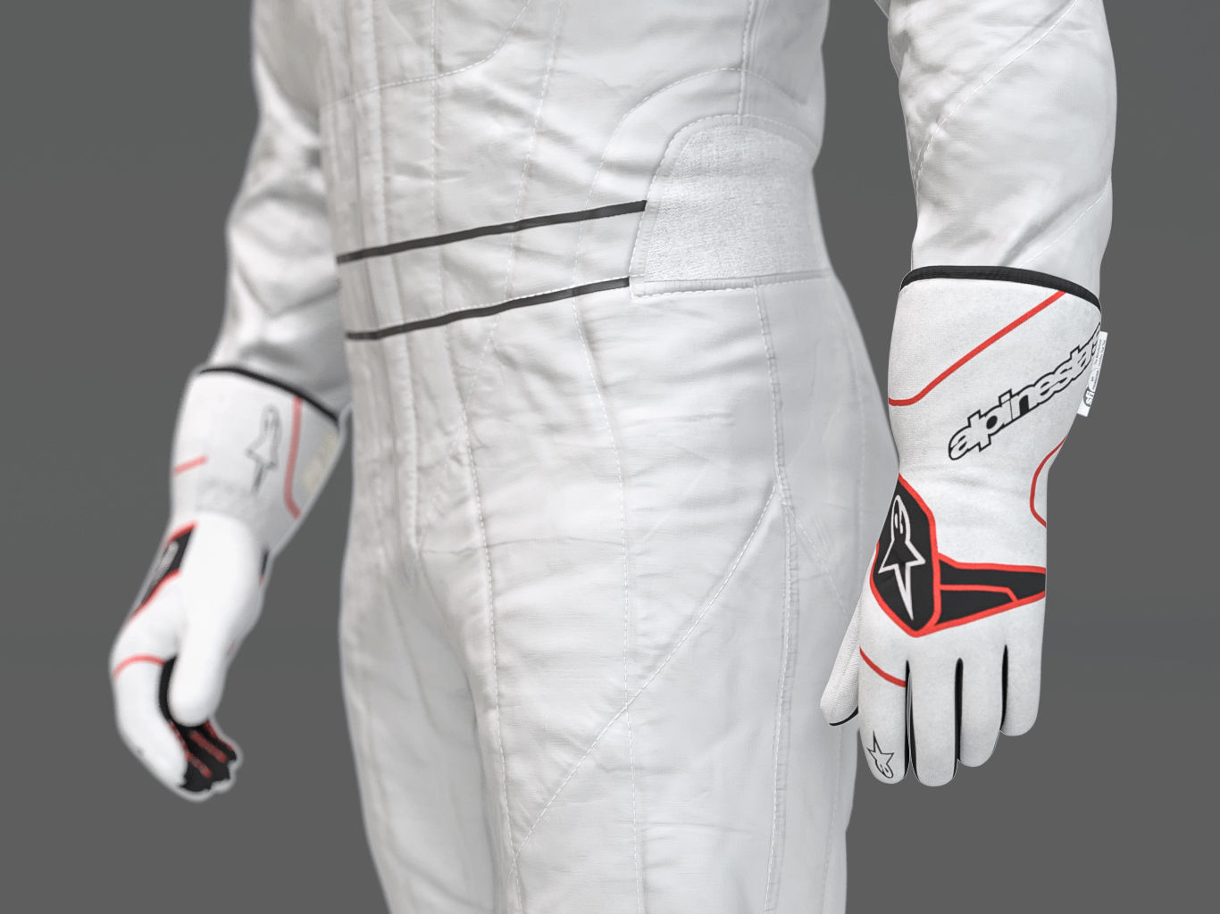 Pilot man in racing suit on metal ball 3D model_6