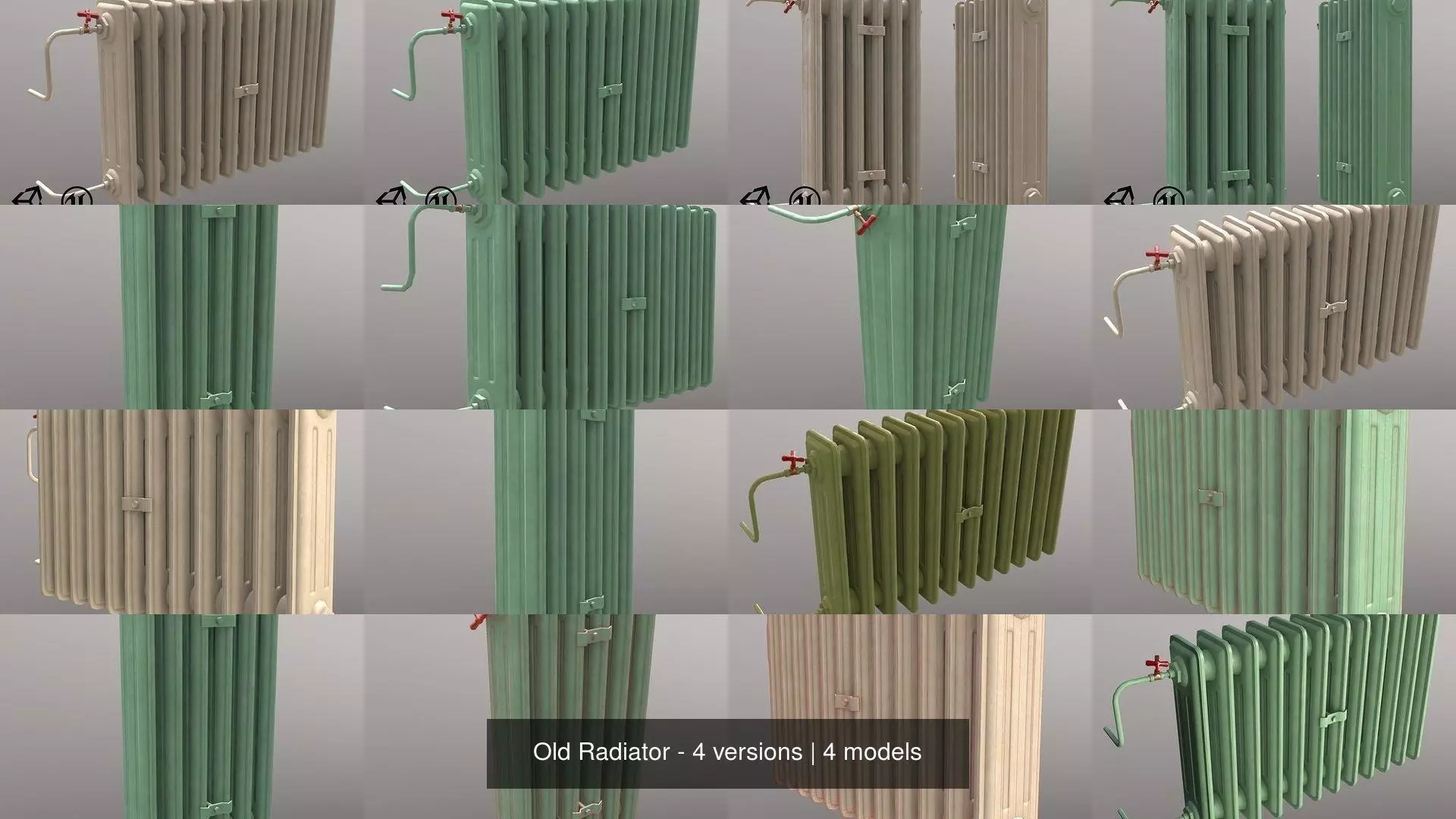 Old Radiator - 4 versions 3D Model Collection_1