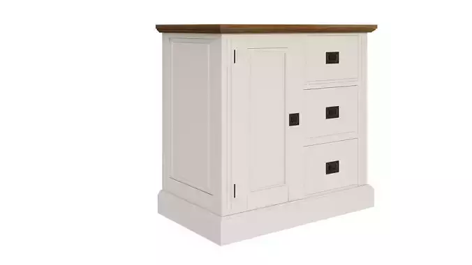 Cabinet with two drawers and wooden top