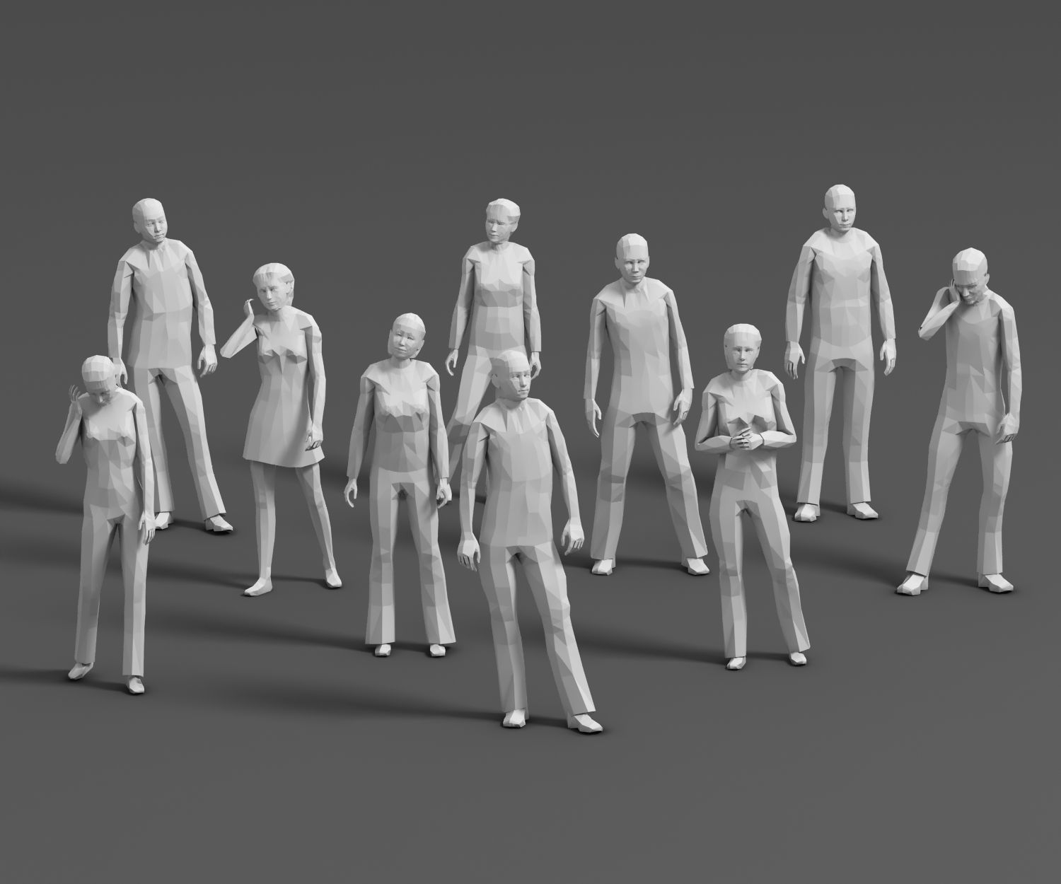 Lowpoly People 01  3D model_8
