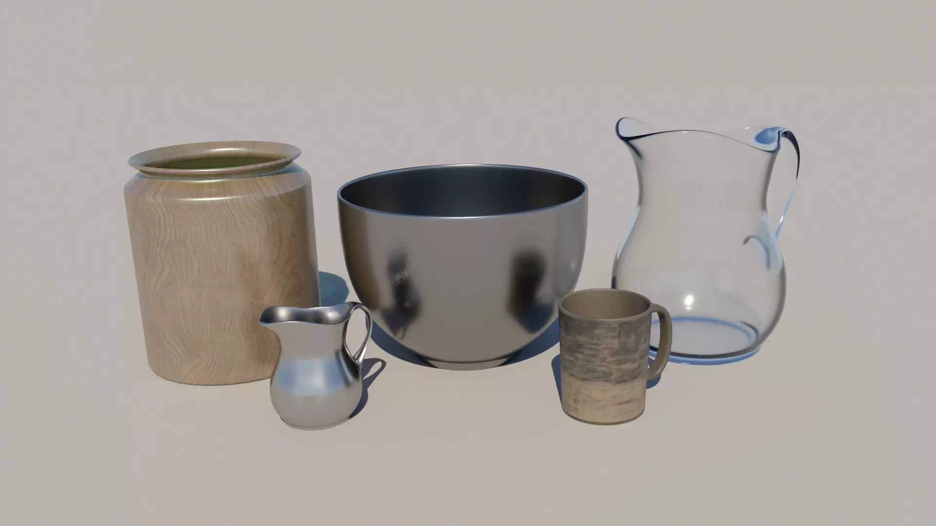 Kitchen decorative set mug bowl jug container 3D model_0