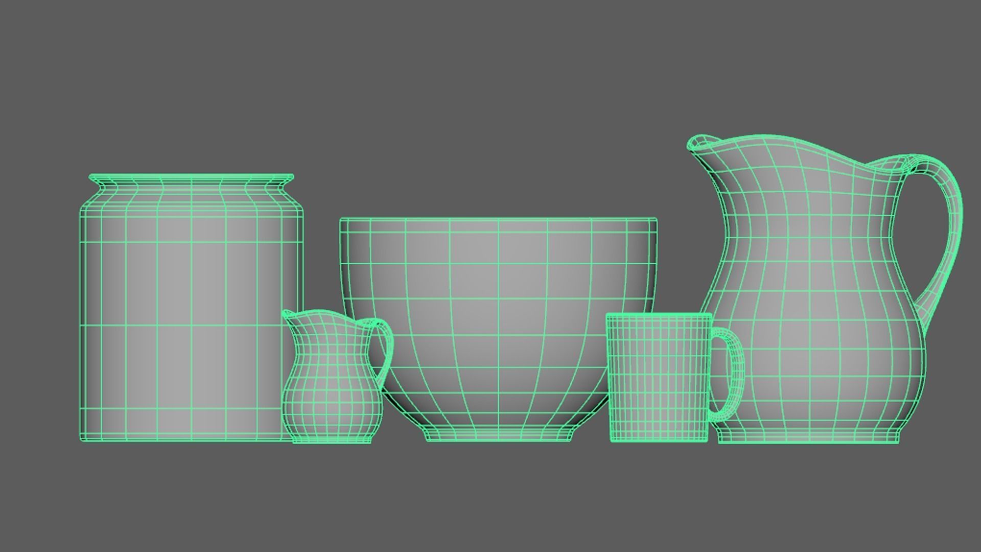 Kitchen decorative set mug bowl jug container 3D model_4
