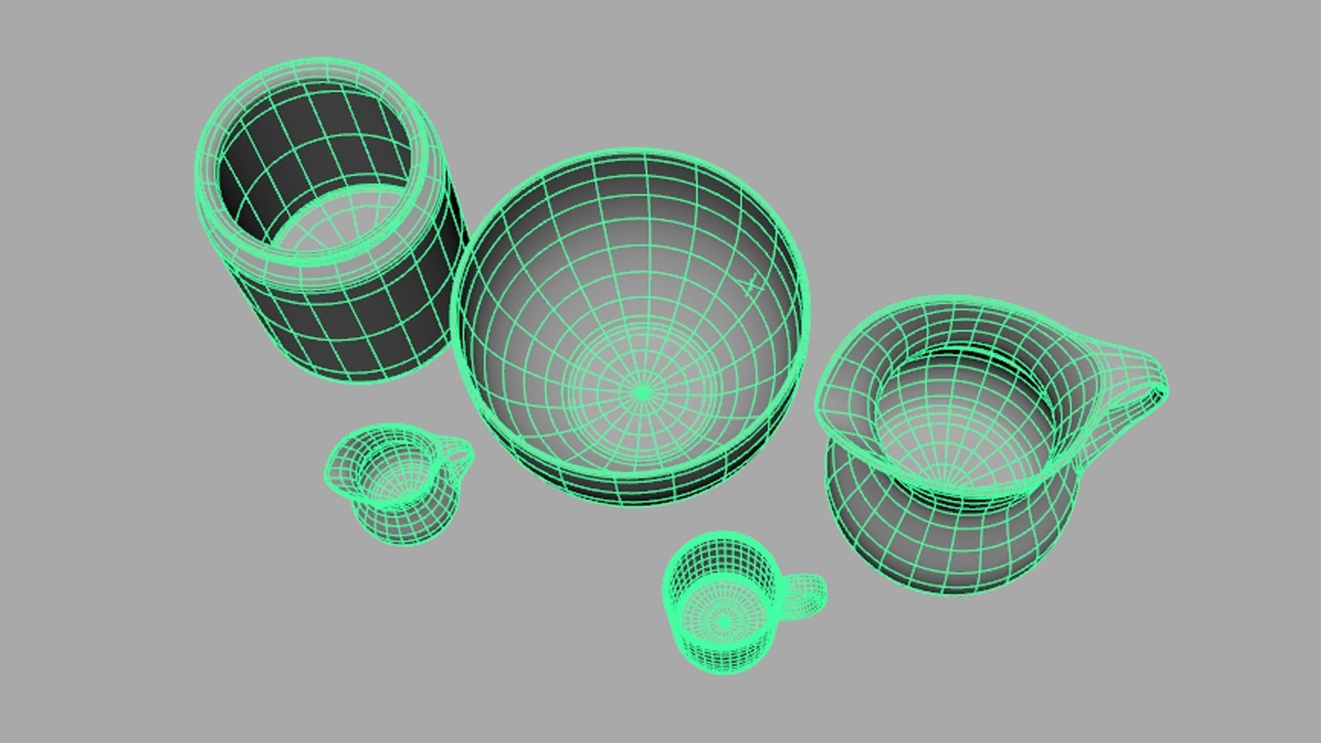 Kitchen decorative set mug bowl jug container 3D model_5