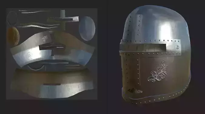Medieval Closed Face Helm Low-poly 3D model