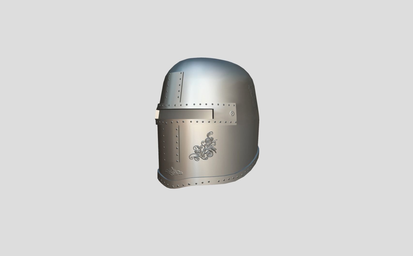 Medieval Closed Face Helm Low-poly 3D model_7