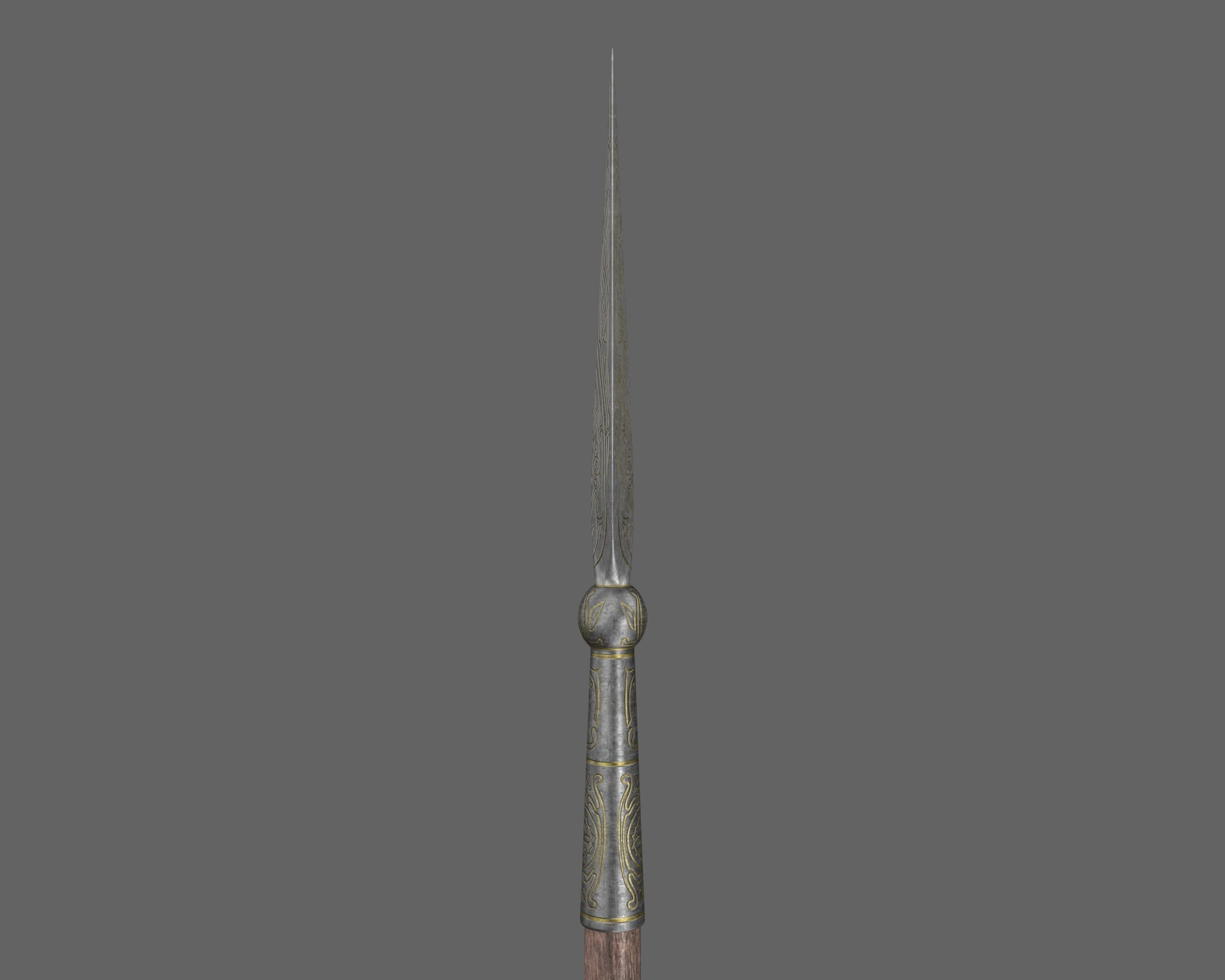 Ancient Indo Persian Spear Low-poly 3D model_14