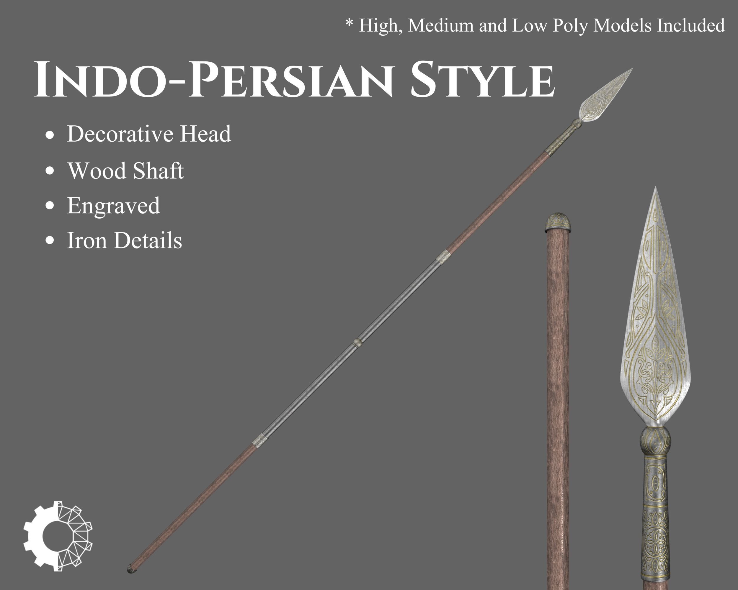 Ancient Indo Persian Spear Low-poly 3D model_1