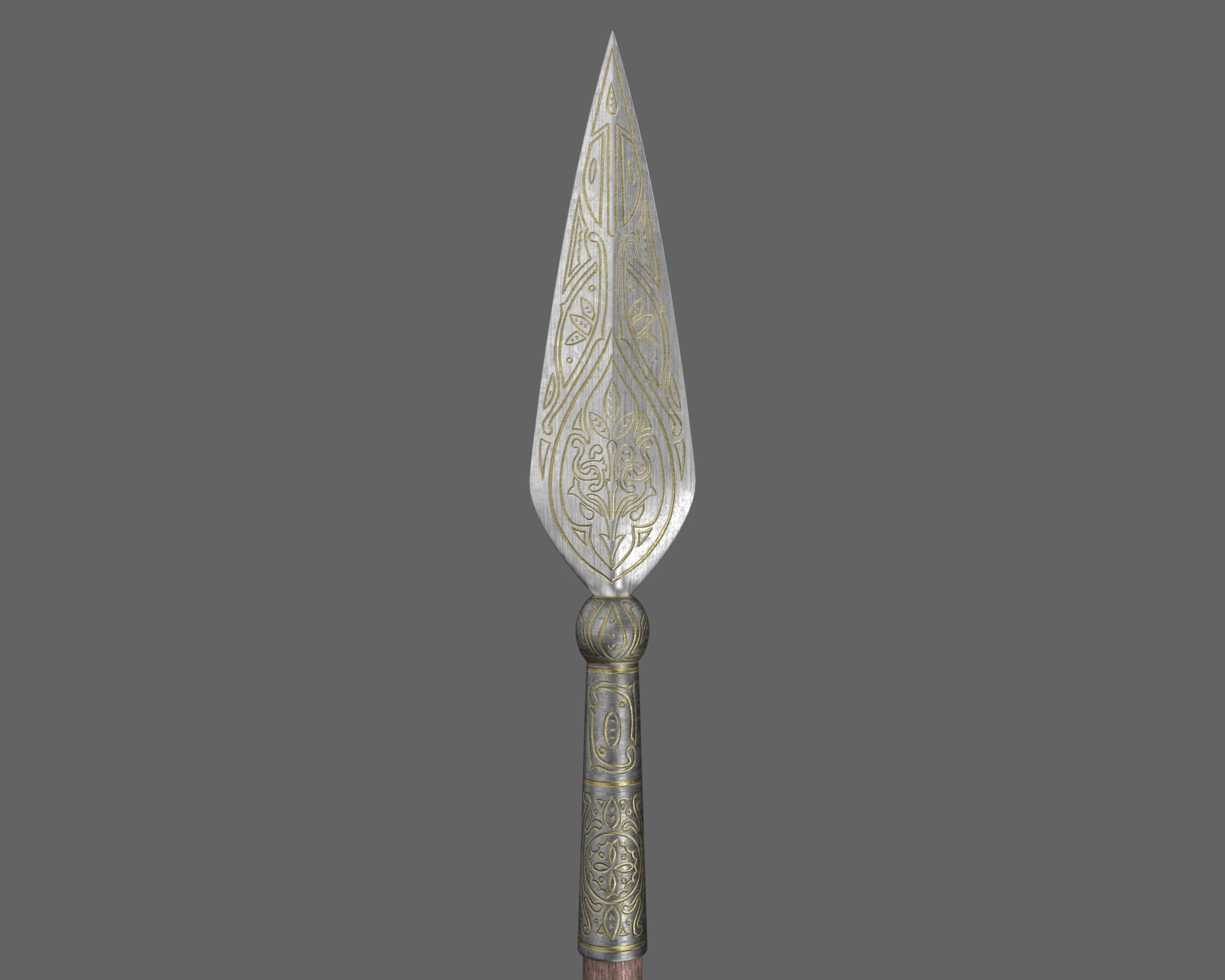 Ancient Indo Persian Spear Low-poly 3D model_8