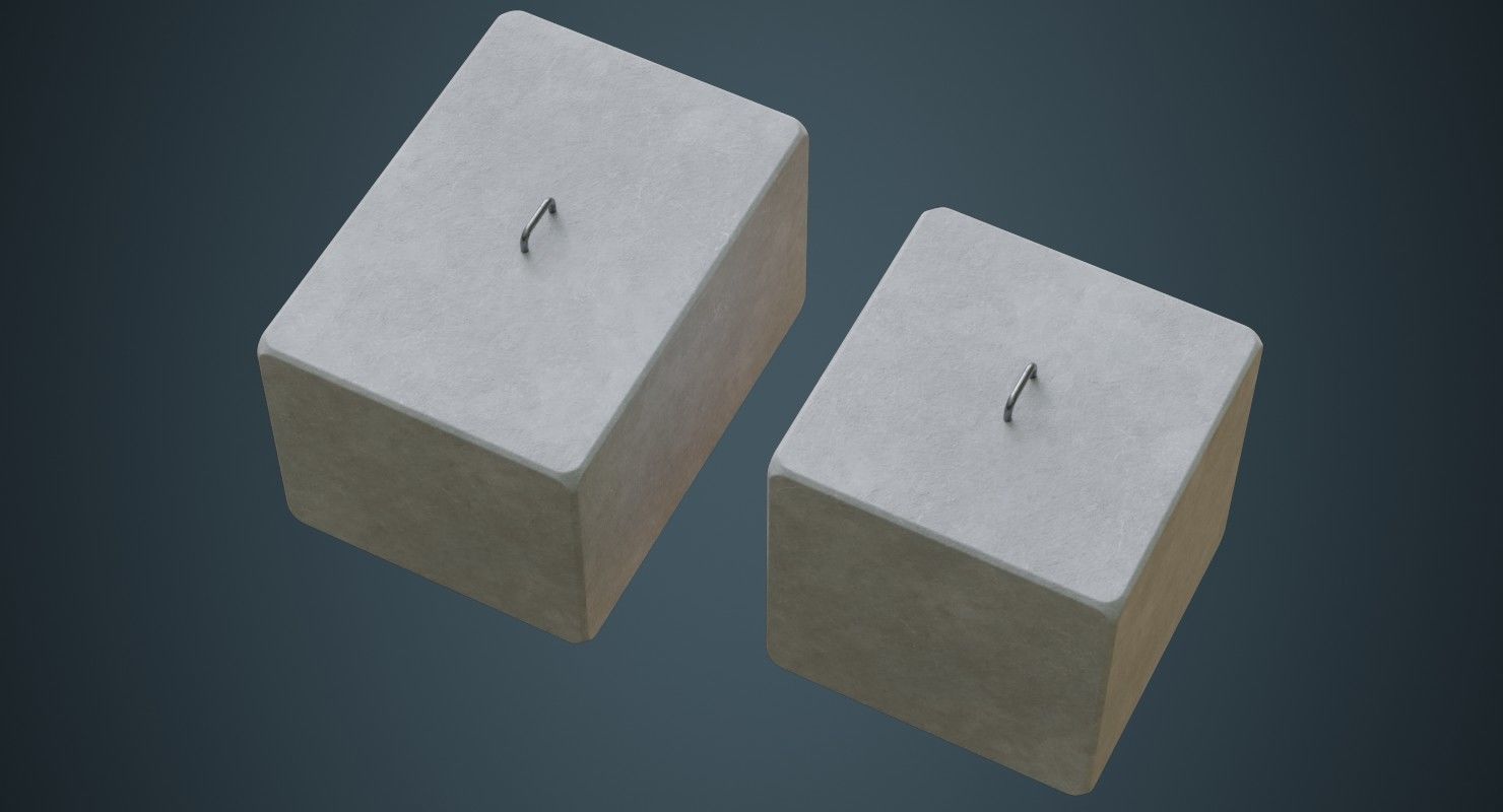 Concrete Barrier 4A Low-poly 3D model_2