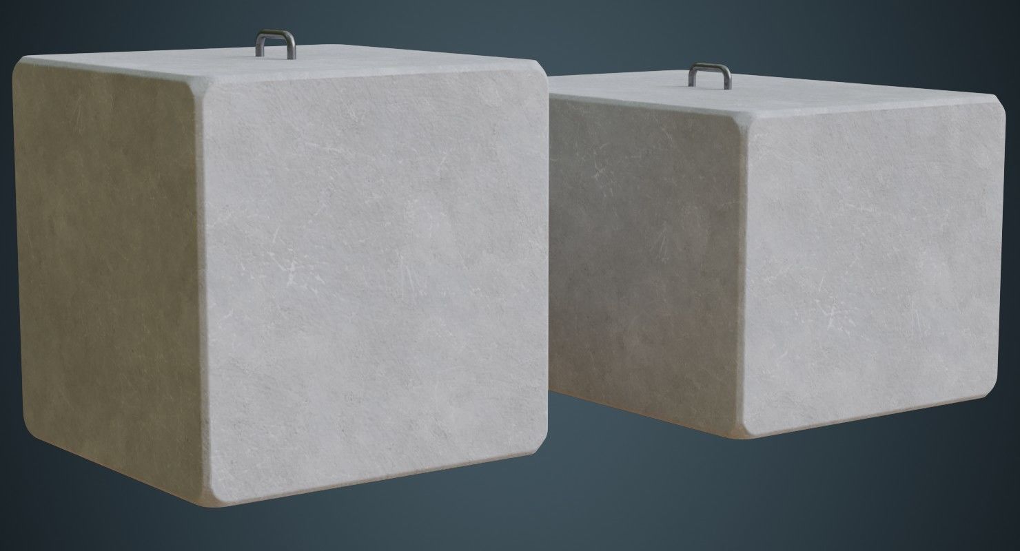 Concrete Barrier 4A Low-poly 3D model_1