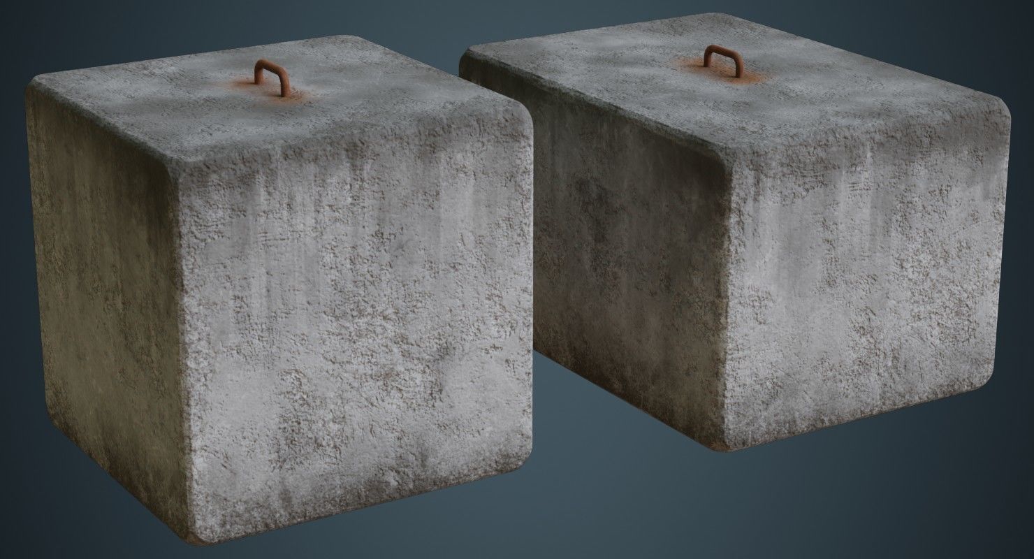 Concrete Barrier 4B Low-poly 3D model_1
