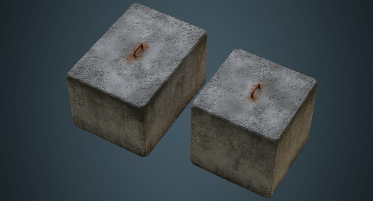Concrete Barrier 4B Low-poly 3D model_2