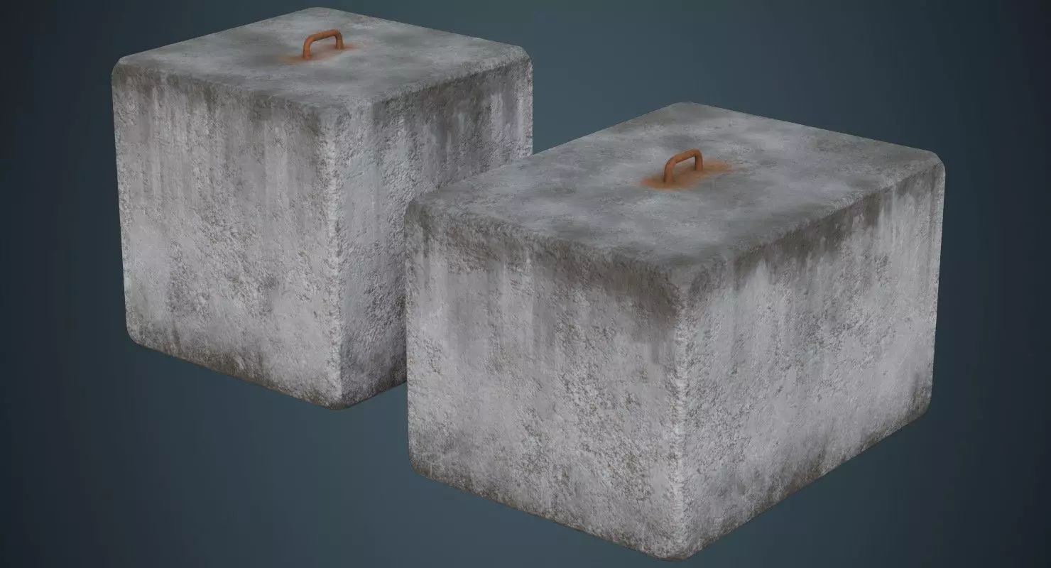 Concrete Barrier 4B Low-poly 3D model_0
