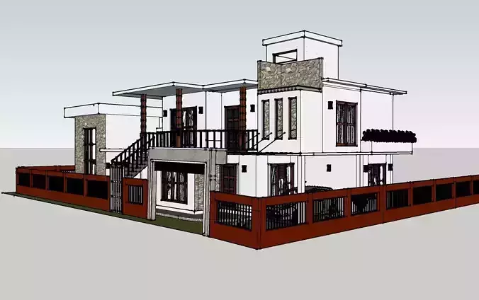 modern house model 3D print model
