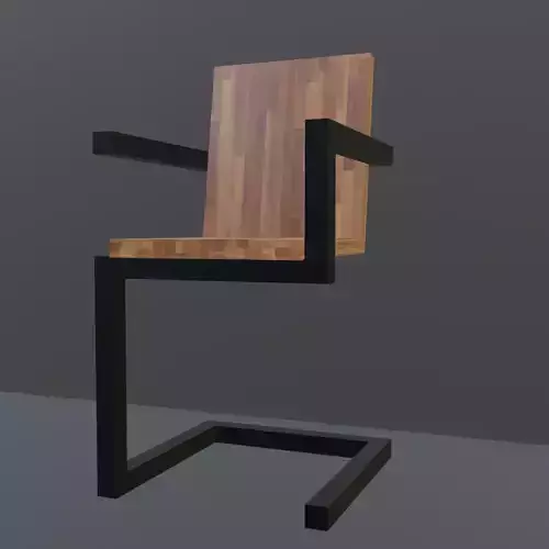 Steel wooden chair 3d model