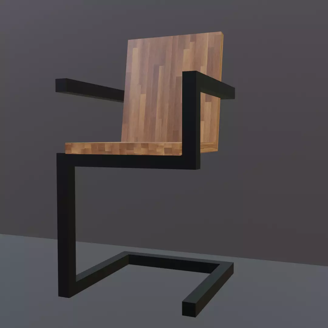 Steel wooden chair 3d model Free low-poly 3D model