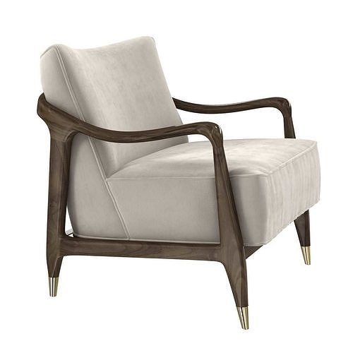 Midcentury Sculptural Gio Ponti Style Walnut Lounge Chairs 1950s 3D model