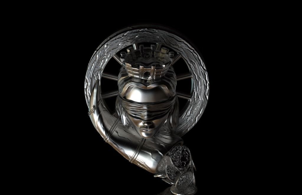 Fortuna statue of woman with crown 3D print model_2