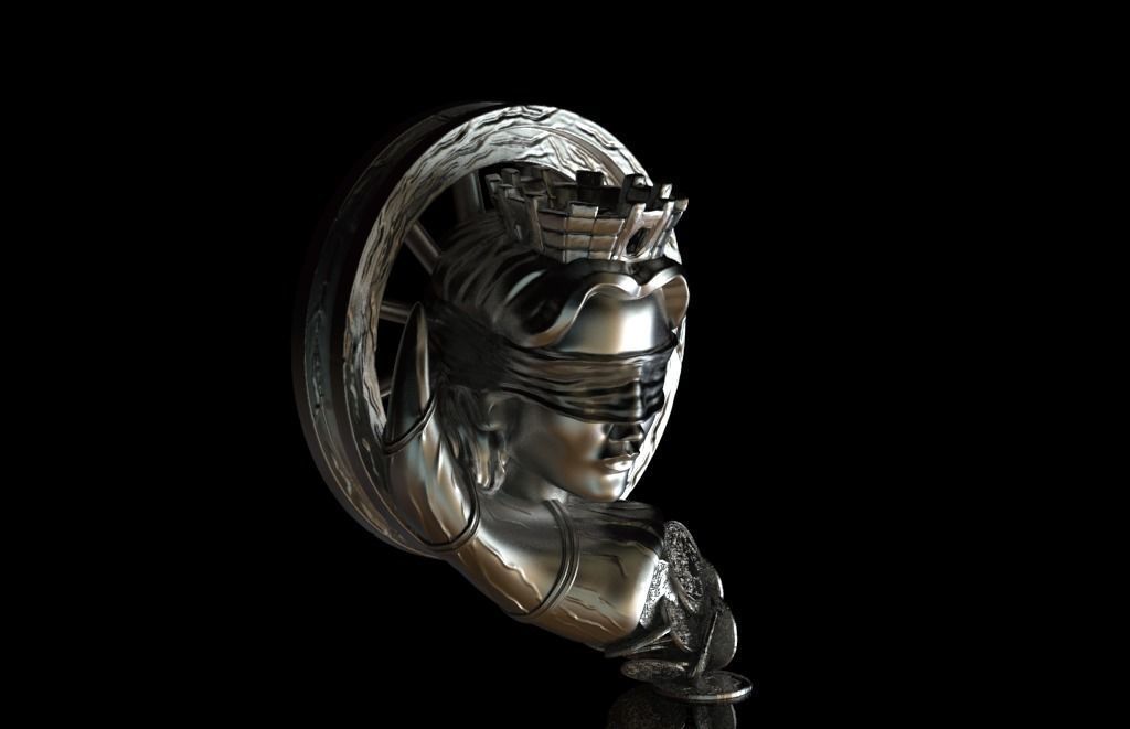 Fortuna statue of woman with crown 3D print model_1