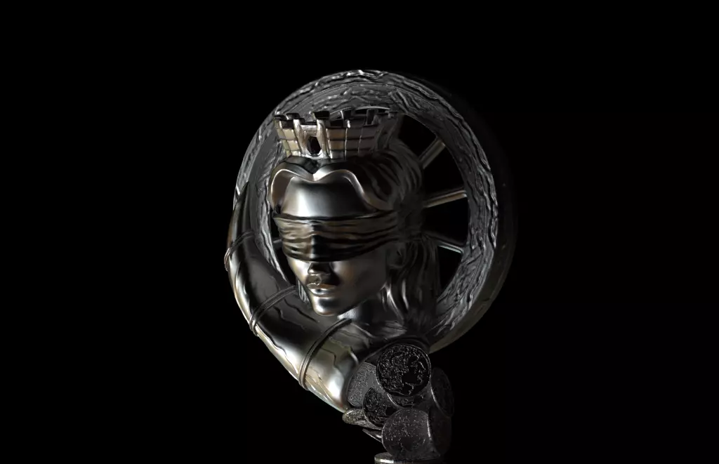 Fortuna statue of woman with crown 3D print model_0