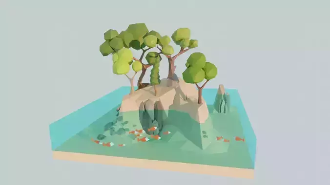 LowPoly environment asset pack Low-poly 3D model