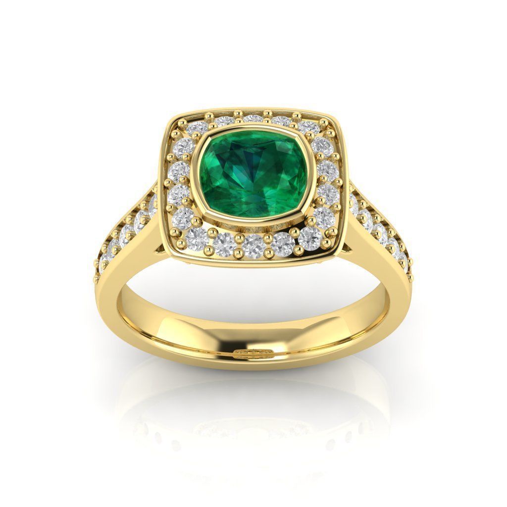 Luxury Cushion Square ring 3D print model_1